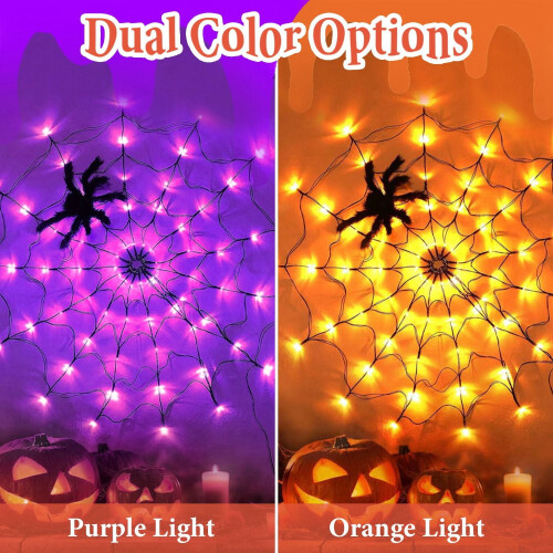 Spider Web Light with Spider 3.28ft 70 LED Battery Powered 2