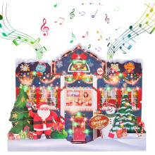 Cartão de Natal 3D Pop-Up com Luzes Musicais, 3 Músicas e 3 Modos