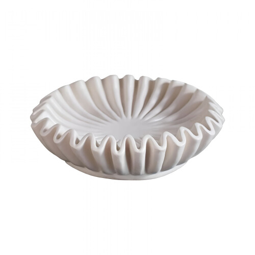 Resin Fluted Bowl Decorative – Modern Scalloped Design,