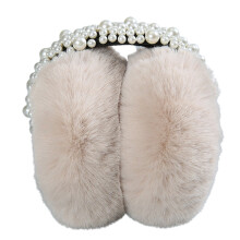 Winter Faux Adjustable Earmuffs Cute Knit Fuzzy Ear Muffs for Women Girls Ear Warmers For Kids Elegant Pearl Bead