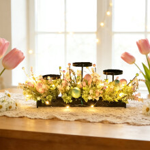 3-Tier Floral Candle Centerpiece with Metal Stand