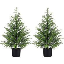 2FT Real-Touch Norfolk Pine Topiary Tree with Black Pot