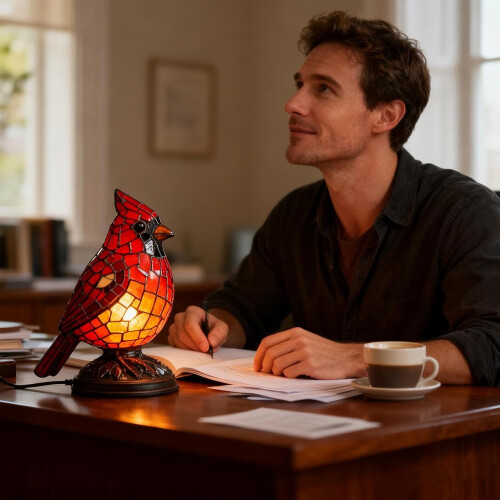 Cardinal Bird Table Lamp in Resin, 17 cm 2