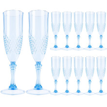 12-Piece Plastic Champagne Flutes – Vintage Style, 207ml