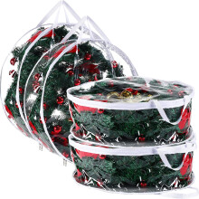 Opbergzakjes voor kerstkransen, transparant plastic, 4 stuks