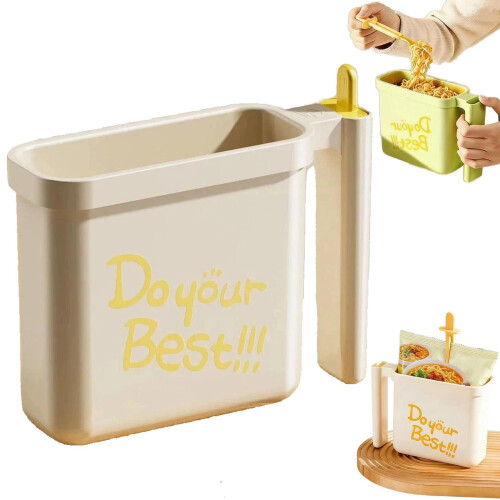 Soporte para tazón de ramen con mango resistente al calor y tenedor de drenaje
