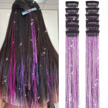 Kit de 12 mèches à clipser pour cheveux, 50 cm, couleurs assorties