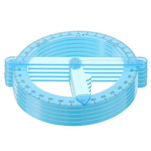 Swing Arm Protractor 360 Degree Blue Plastic Measuring Tool for Students 5Pcs