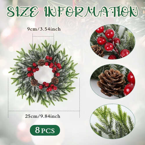 Mini Norfolk Pine Wreath – 3" Real-Touch Christmas Decor 2