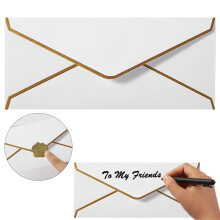 Business Envelopes With V Gold Border 10 Envelope Made Of 150Gsm Paper Standard Envelopes With Gold Stickers For Checks Letter Mailing