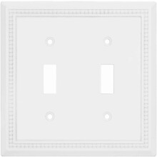 YANTONG Sunken Pearls Heavy Duty Decorative Wall Plate Switch Plate Outlet Cover (Double Toggle, White)