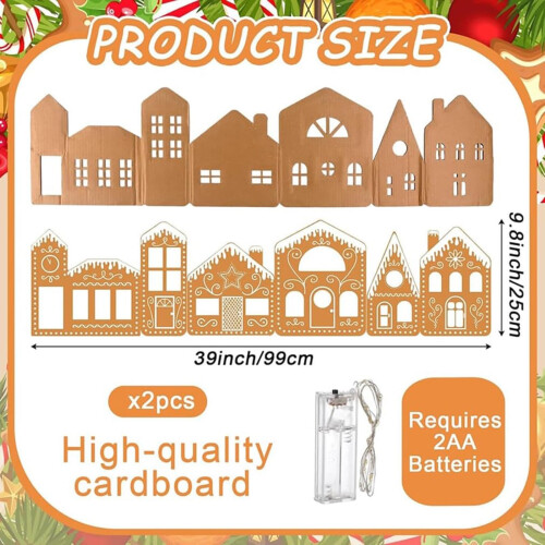 Kit per casetta di pan di zenzero pieghevole con luci a LED (1 pezzo) 1