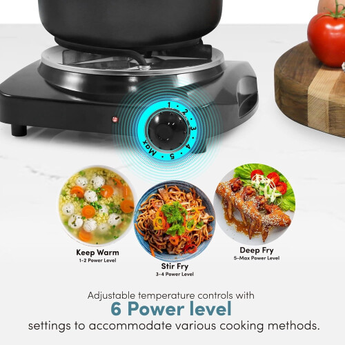 Electric Hot Plate Single Burner 1100W Black 2