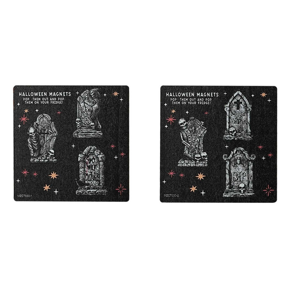 6Pcs Halloween Wall Stickers: Witch, Pumpkin, Skeleton – Compatible with Refrigerator, Car, Metal Door & Cabinets