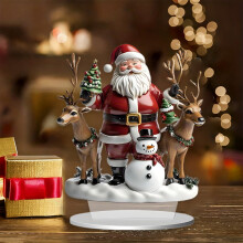 Christmas Crystal Ball Ornament, 2D Acrylic Snow Globe Style Desktop Decor for Office Home Shelf Holiday Decoration(E)