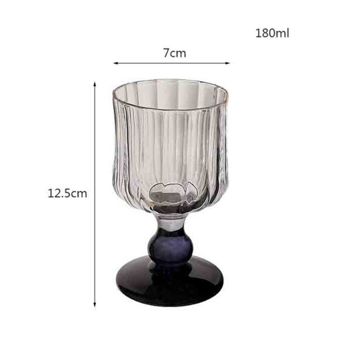 Ποτήρια Vintage με πτυχώσεις και μαύρο στέλεχος 180ml 1
