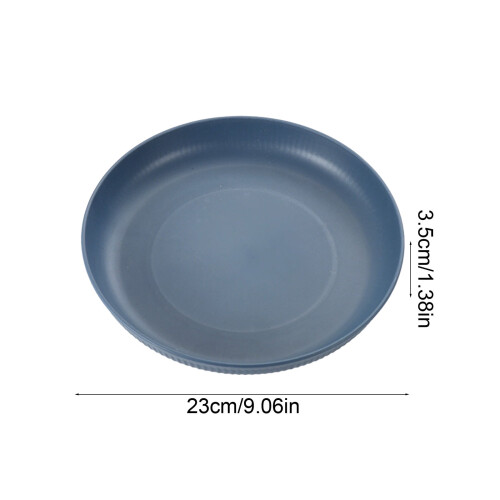 Lightweight Plastic Plates 9 Inch Round Dinner Plates Blue Stackable Shockproof Fruit Plates 2