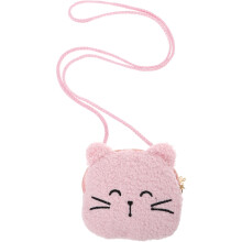 Cute Crossbody Bag for Toddler Girls Adorable Animal Shaped Shoulder Bag Plush Cat Purse Kawaii Plush Wallet Small Handbag for Kids
