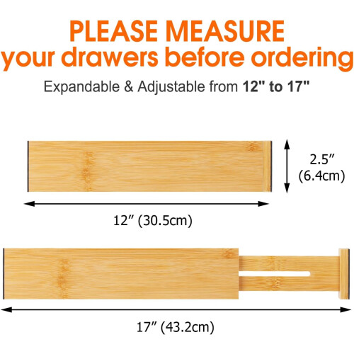 Bamboo drawer divider and organizer, kitchen drawer organizer, adjustable drawer divider 2