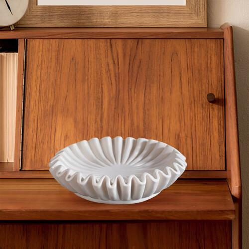 Resin Fluted Bowl Decorative – Modern Scalloped Design, 2