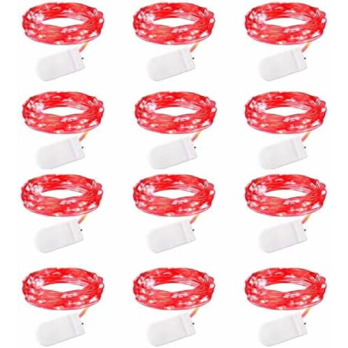 Συσκευασία 12 κόκκινων φωτιστικών LED, 7 πόδια, IP65 αδιάβροχο