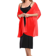 Elegant Chiffon Shawl for Evening Dresses, Red, One Size