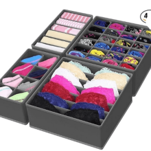 4-Piece Drawer Organiser Set – Foldable Non-Woven Dividers
