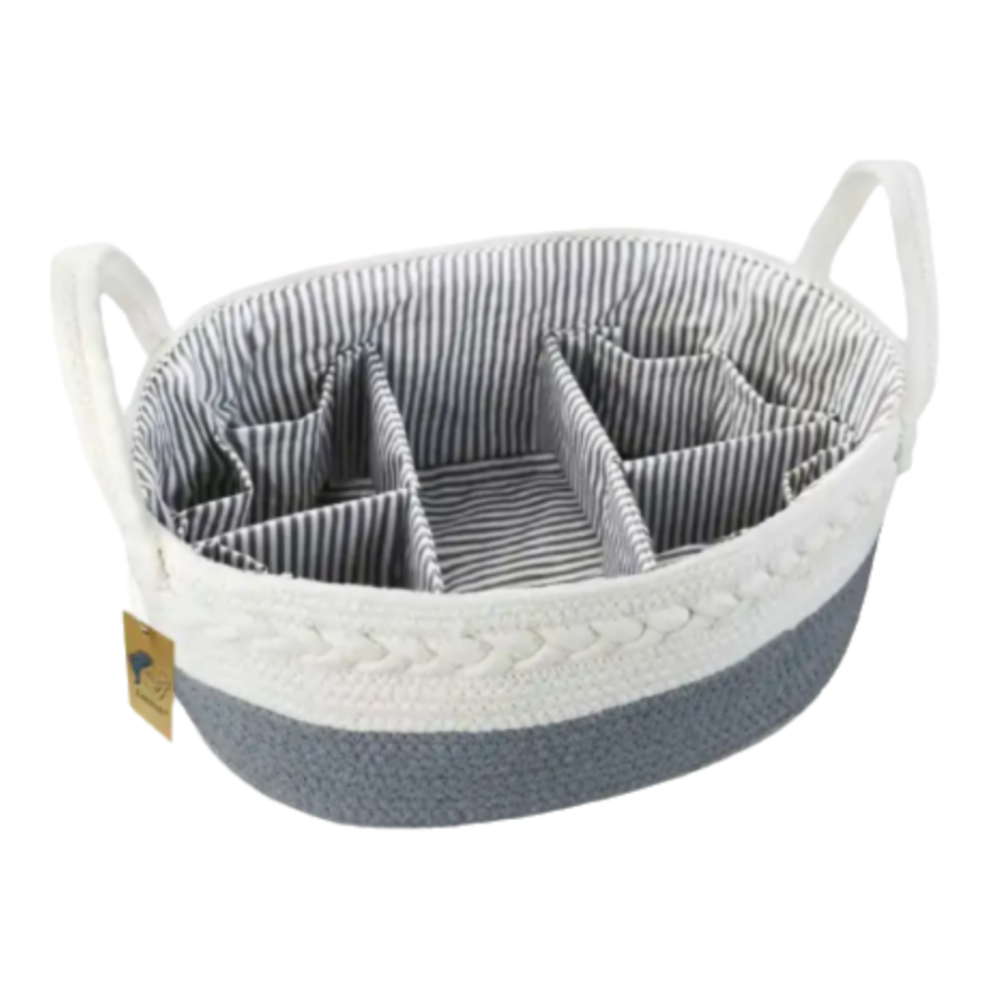 Cotton Rope Basket, Perfect For Nursery Storage Bin, Portable Car Organizer Removable Dividers Essential For Newborn Registry Multi-Functional 9044386820020