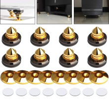 Copper Alloy Speaker Spike Feet, Noise Reduction Isolation Stands for HiFi Systems, Shockproof Base Pads with Floor Protection Easy Assembly Design