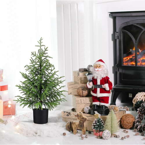 2FT Real-Touch Norfolk Pine Topiary Tree with Black Pot 2