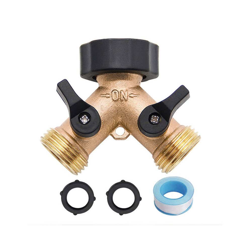 No Leak Independent Valve Faucet Splitter, Heavy Duty 2-Way Valve For Efficient Outdoor Cleaning, Comfortable Grip With Leakproof Design 9044386804334