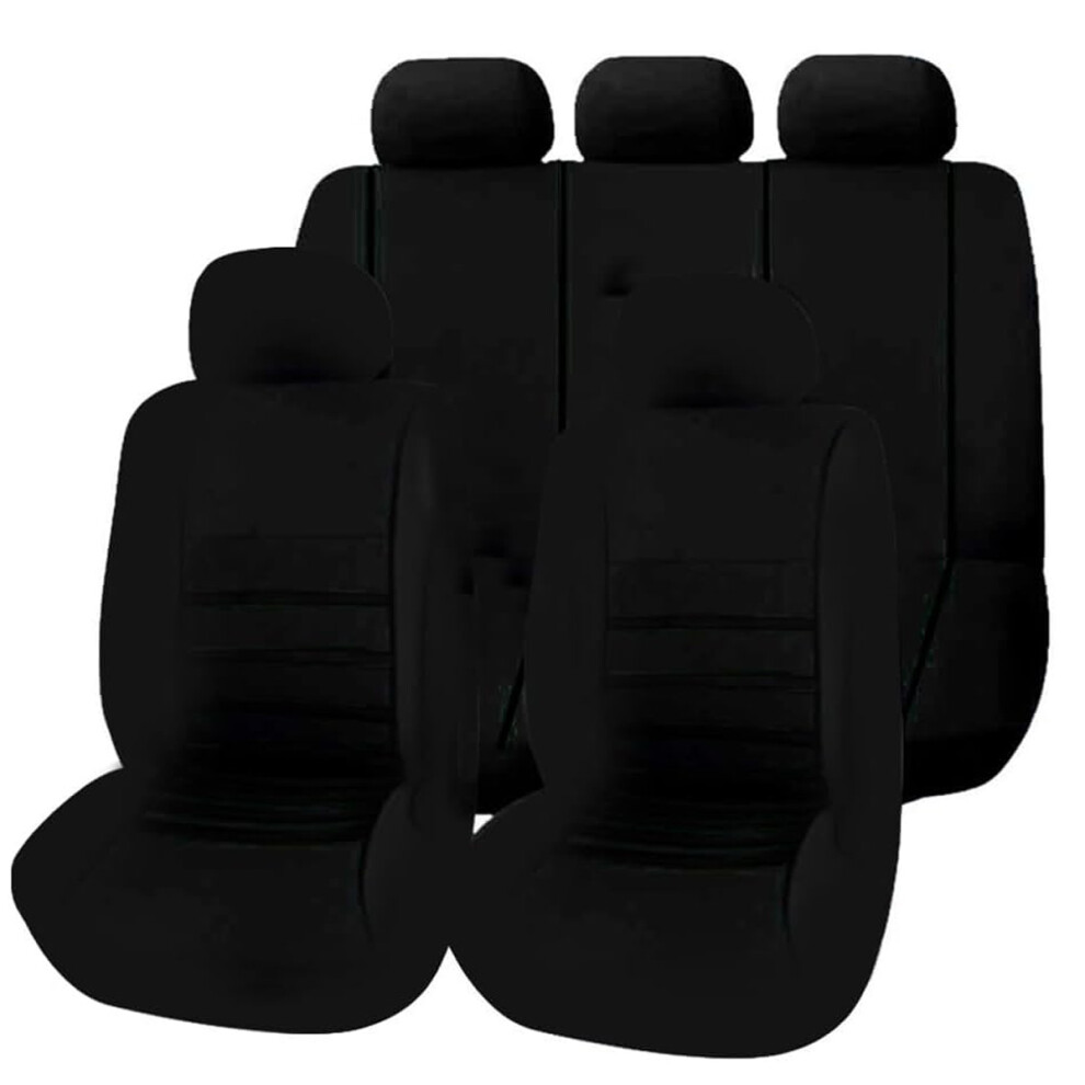 Universal Fit Car Seat Covers Set, Classic Design Fabric Protectors With Honeycomb Embroidery Design, Easy Install For Suv Truck Van Sedan Airbag 9044386789563