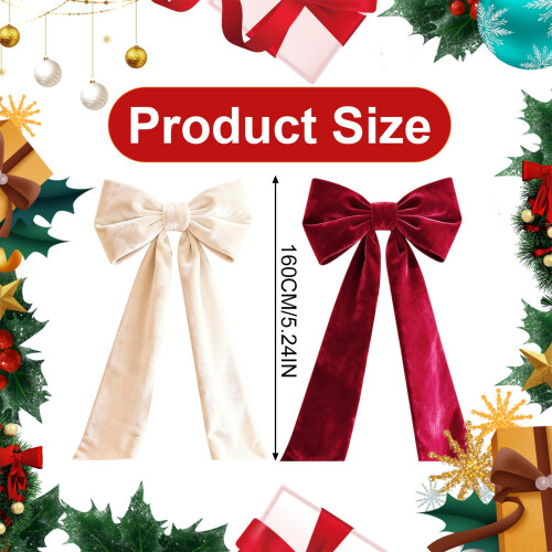 Velvet Christmas Bow White 20x63 Inch 2