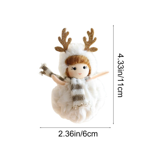 Pink and White Fabric Christmas Doll Pendant 2