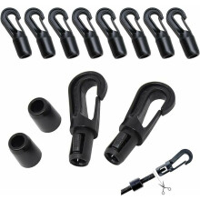 Anti-Impact Bungee Shock Cord Hooks, Lightweight Plastic Snap Hooks for 10mm Elastic Cords, Durable Anti Wear Terminal Ends for Canoe Boat Kayak