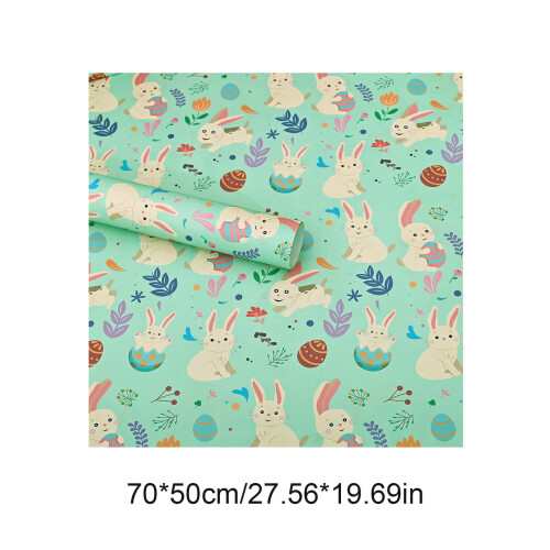 Ostergeschenkpapierrolle mit Hasen-, Ei- und Blumenmuster, 27,6 x 1