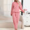 Fleece pyjamaset voor dames - gestreept topje en broek 3