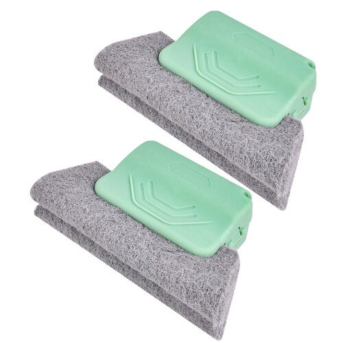 Window Cleaning Brush with Removable Scouring Pad, Green 1