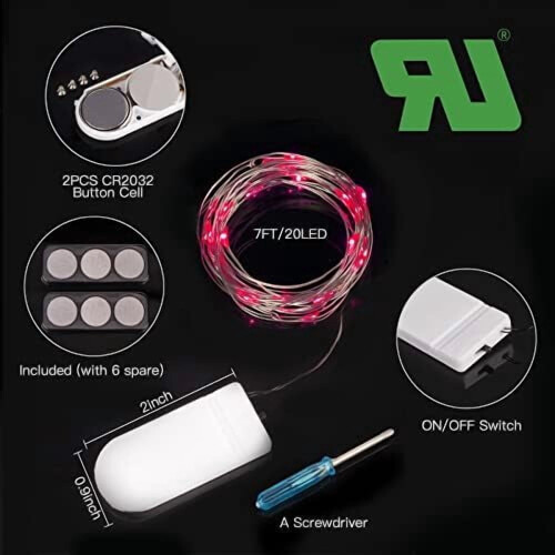 Συσκευασία 12 κόκκινων φωτιστικών LED, 7 πόδια, IP65 αδιάβροχο 1