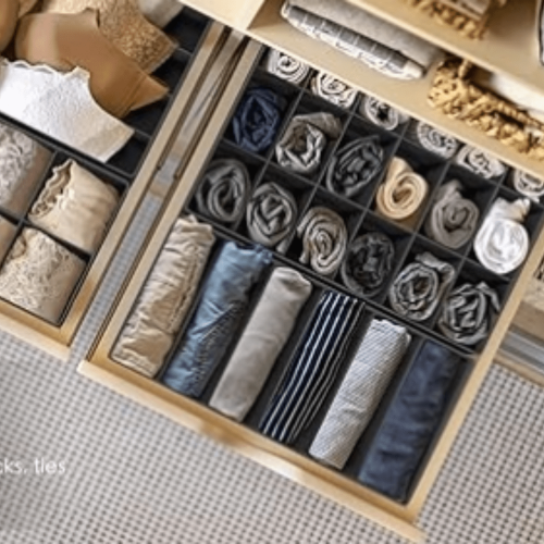 4-Piece Drawer Organiser Set – Foldable Non-Woven Dividers 2