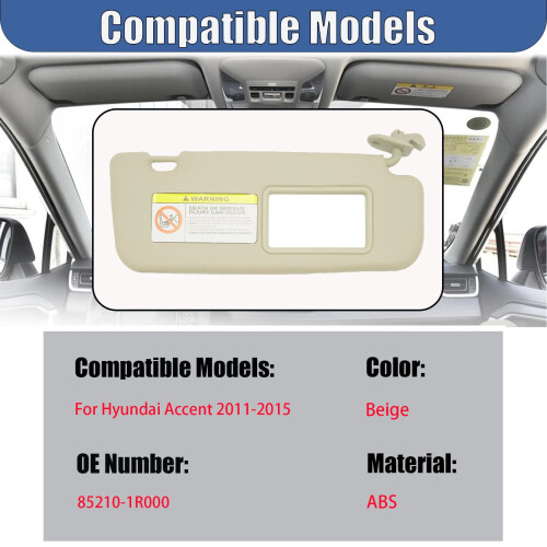 Hyundai Accent 2011–2015 Sun Visor with Mirror – Beige 2
