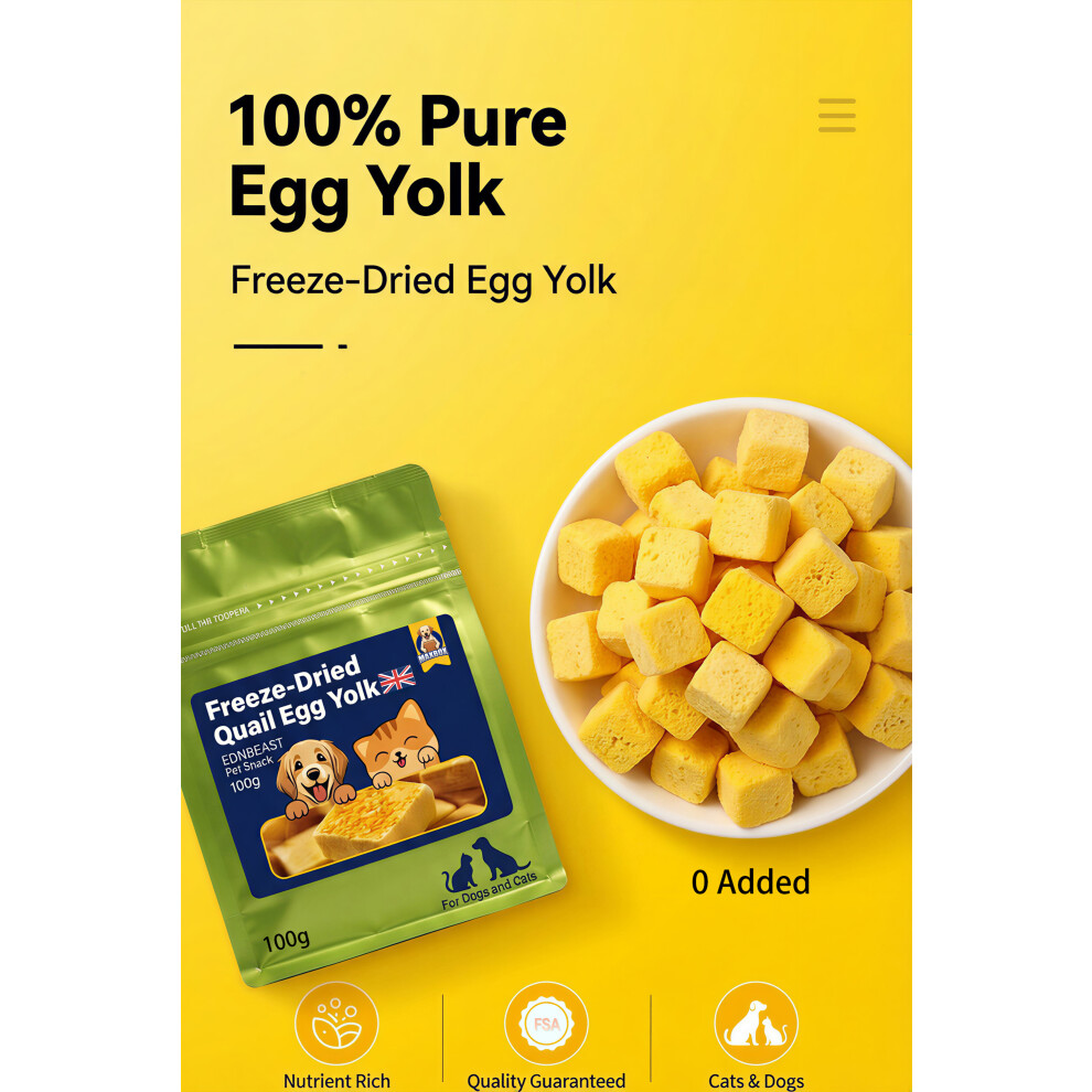 100% Pure Freeze-Dried Egg Yolk for Dogs  Cats
