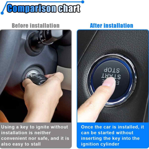 Engine Start Stop Button Kit, Instead of Mechanical Lock Key with Remote Control Starter and Keyless Entry Engine Start, Push To Start Ignition Kit 2