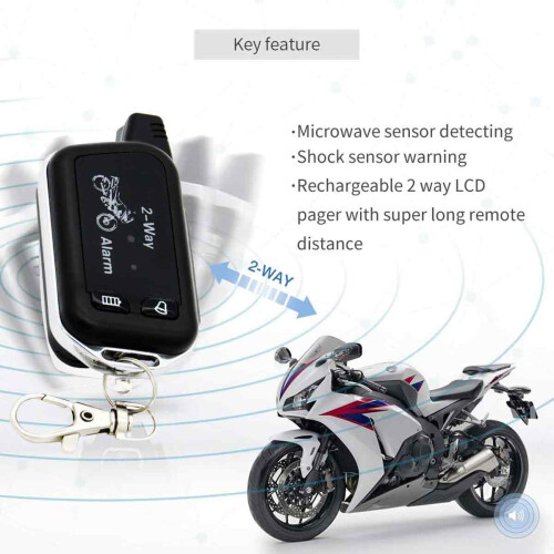 LCD Remote Control Motorcycle Alarm System, Remote Start Function with Sensitivity Adjustment and Search Vehicles Feature, Vibration Sound Alert 2