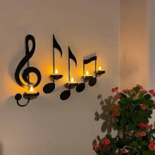 (4pcs) 4pc Black Music Note Wall Sconce Music Note Candle Holder Wall Decor Musical Note-style Candle Holders, Hanging Wall Signs Music