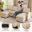 Joolihome U-Shaped 3-in-1 Fabric Convertible Sofa Bed 4