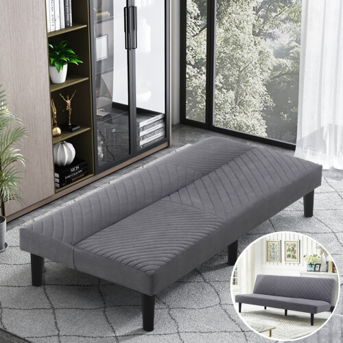 Living And Home Grey 3 Seater Upholstered Sofa Bed 2