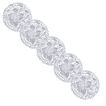 Paquete de 5 tapetes de encaje de ganchillo redondos de 15 cm (6 pulgadas) blancos