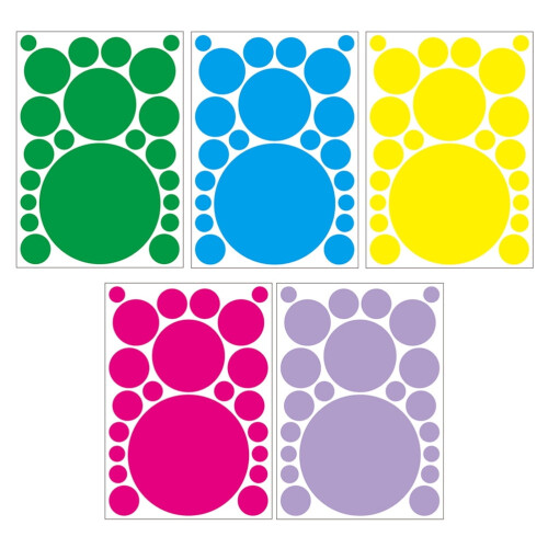 Round Dot PVC Wall Stickers – 5 Sheets, Assorted Colours
