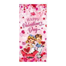 Vintage Valentine's Day Door Cover 6x3 Ft Red Heart Banner